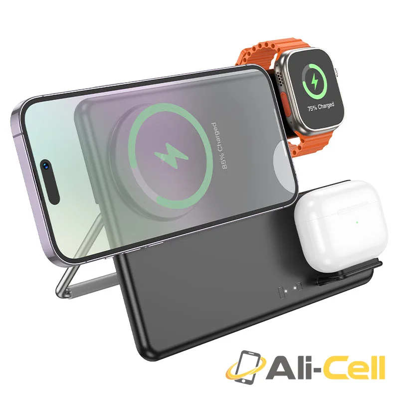 Wireless charger “CQ1 Geek” folding 3-in-1 magnetic (Cq1 Black) — 4