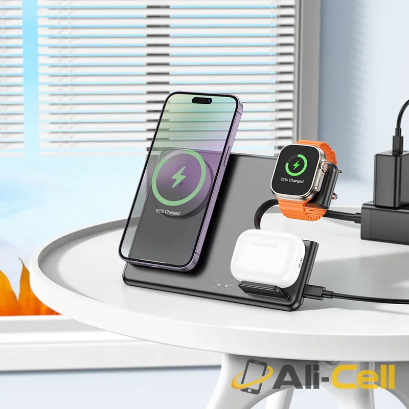 Wireless charger “CQ1 Geek” folding 3-in-1 magnetic (Cq1 Black) — 5