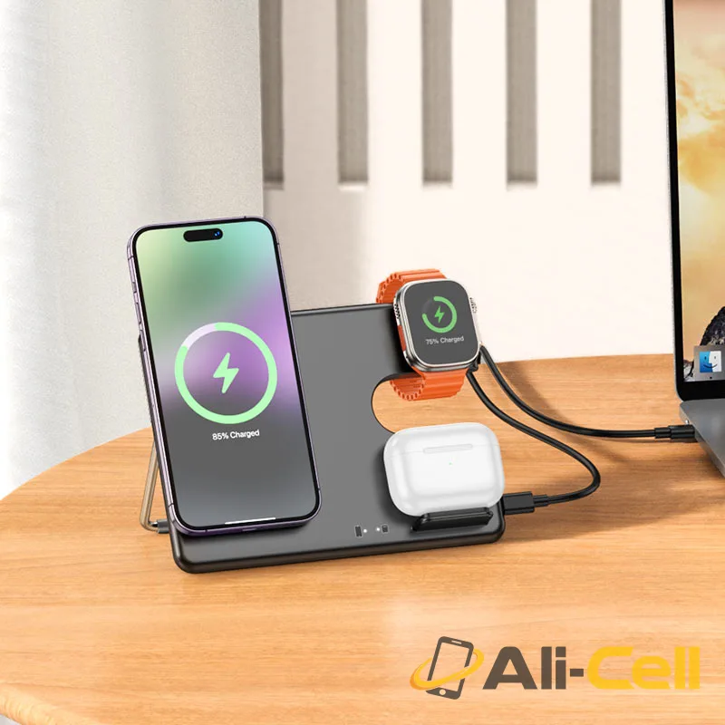 Wireless charger “CQ1 Geek” folding 3-in-1 magnetic (Cq1 Black) — 6