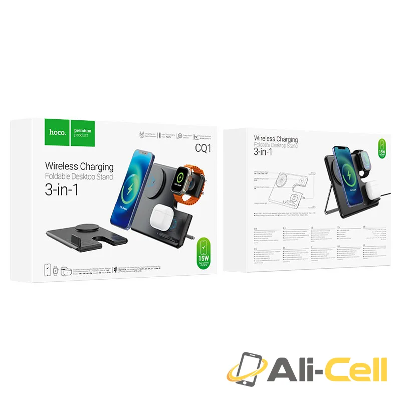 Wireless charger “CQ1 Geek” folding 3-in-1 magnetic (Cq1 Black) — 7
