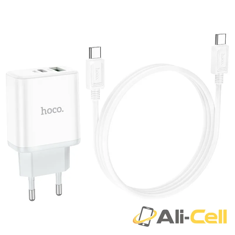 Wall charger “C105A Stage” PD20W + QC3.0 EU cable set (C105a Set Tc Ltn White, Set With Type C To Lightning Cable) — 6