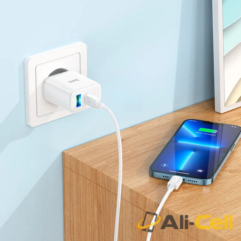 Wall charger “C105A Stage” PD20W + QC3.0 EU cable set (C105a Set Tc Ltn White, Set With Type C To Lightning Cable) — 7