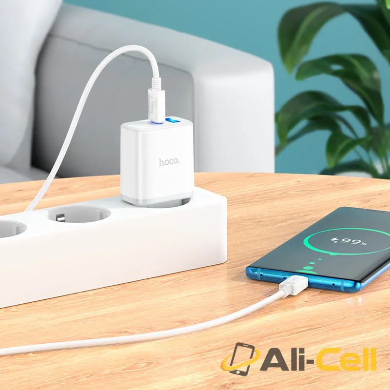 Wall charger “C105A Stage” PD20W + QC3.0 EU cable set (C105a Set Tc Ltn White, Set With Type C To Lightning Cable) — 8