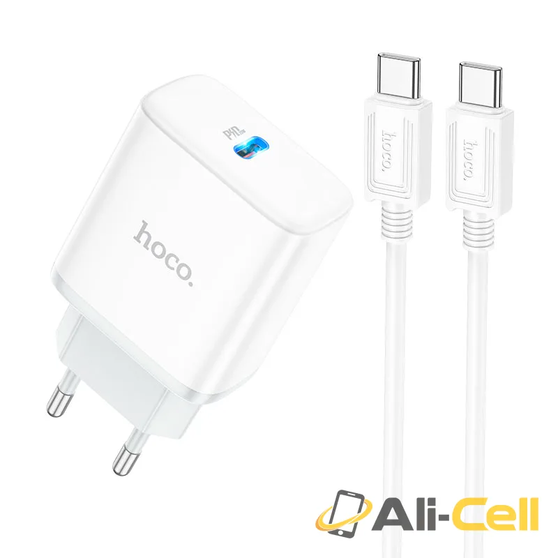Wall charger “C104A Stage” PD20W EU cable set (C104a Set Tc Tc White, Set With Type C To Type C Cable)