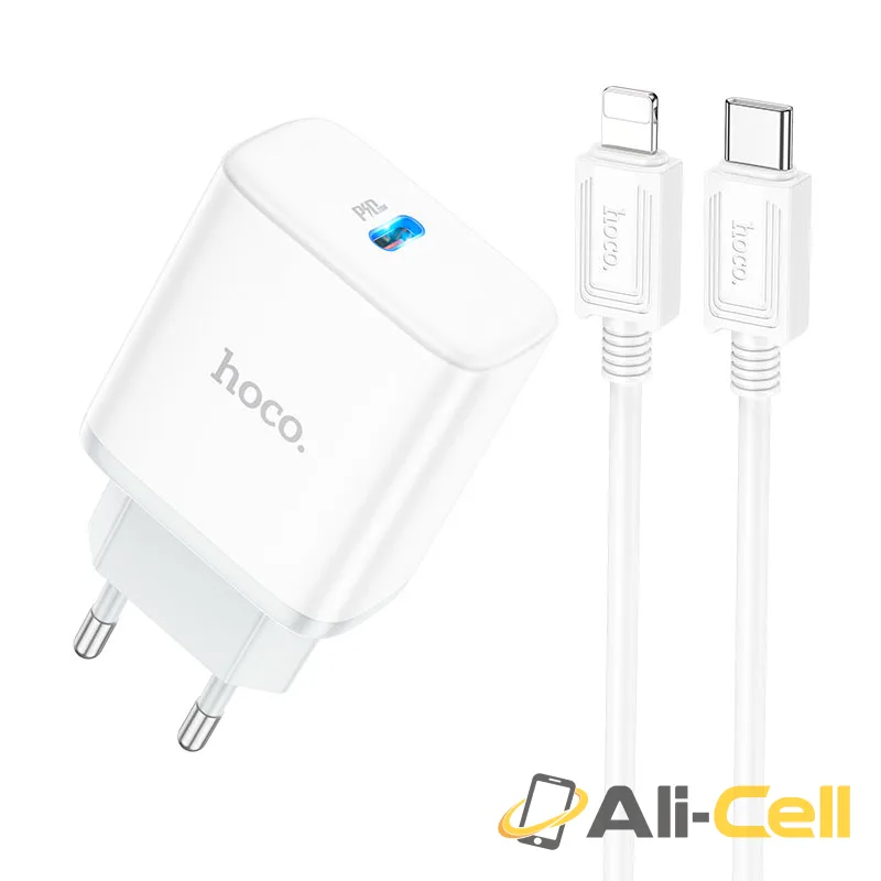 Wall charger “C104A Stage” PD20W EU cable set (C104a Set Tc Ltn White, Set With Type C To Lightning Cable)