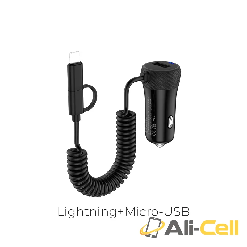 Car charger «Z21A Ascender» single USB built-in cable