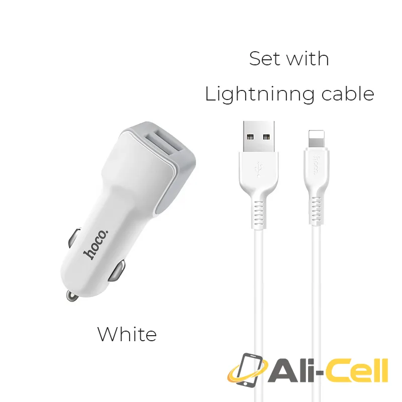 Car charger «Z23 Grand style» charging adapter dual USB ports (Set With Lightning Cable)