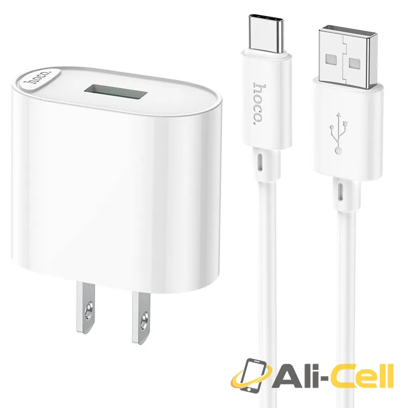 Wall charger “C109 Fighter” QC3.0 US cable set (C109 Set Usb Tc White, Set With Type C Cable)