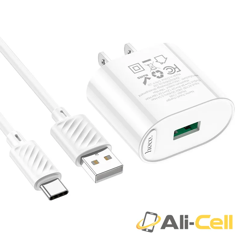Wall charger “C109 Fighter” QC3.0 US cable set (C109 Set Usb Musb White, Set With Micro Usb Cable) — 6