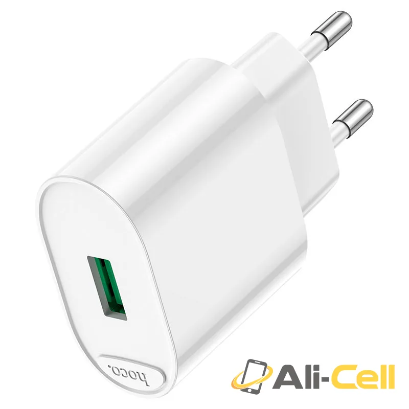 Wall charger “C109A Fighter” QC3.0 EU cable set (C109a White, Single) — 2