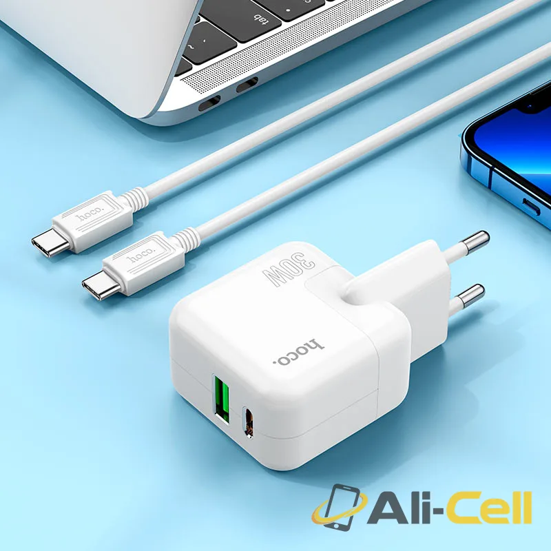 Wall charger “C111A Lucky” PD30W + QC3.0 EU cable set (C111a Set Tc Tc White, Set With Type C To Type C Cable) — 8