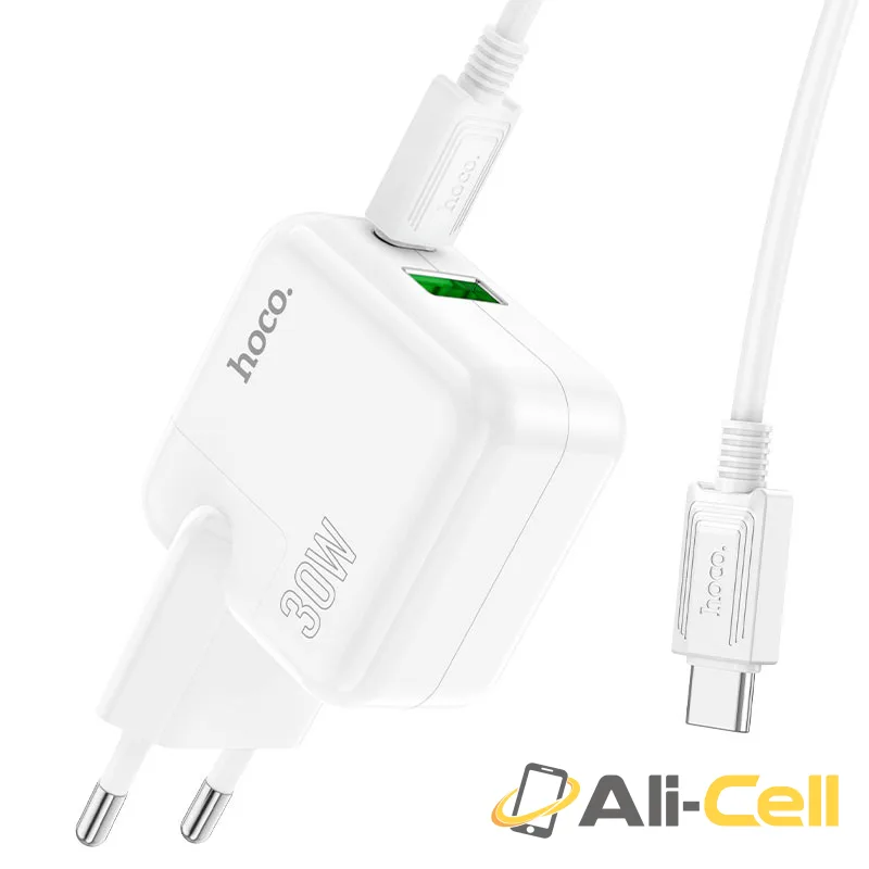 Wall charger “C111A Lucky” PD30W + QC3.0 EU cable set (C111a Set Tc Ltn White, Set With Type C To Lightning Cable) — 5