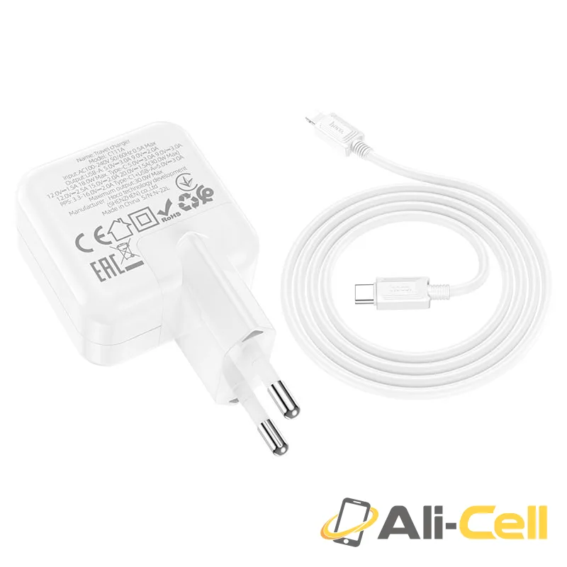 Wall charger “C111A Lucky” PD30W + QC3.0 EU cable set (C111a Set Tc Ltn White, Set With Type C To Lightning Cable) — 6