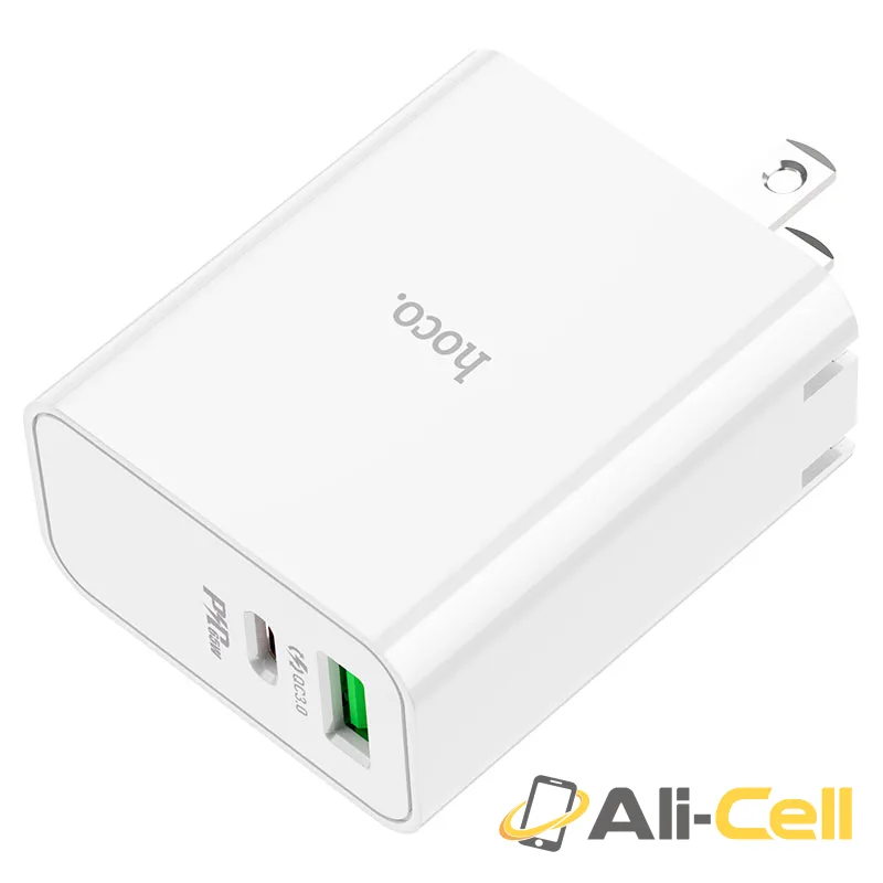 Wall charger “C113 Awesome” PD65W + QC3.0 US cable set (C113 Set Tc Tc White, Set With Type C To Type C Cable) — 4