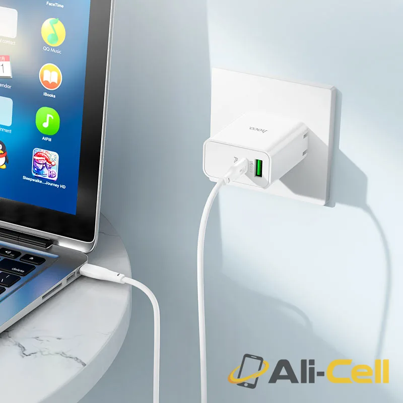 Wall charger “C113 Awesome” PD65W + QC3.0 US cable set (C113 Set Tc Tc White, Set With Type C To Type C Cable) — 7