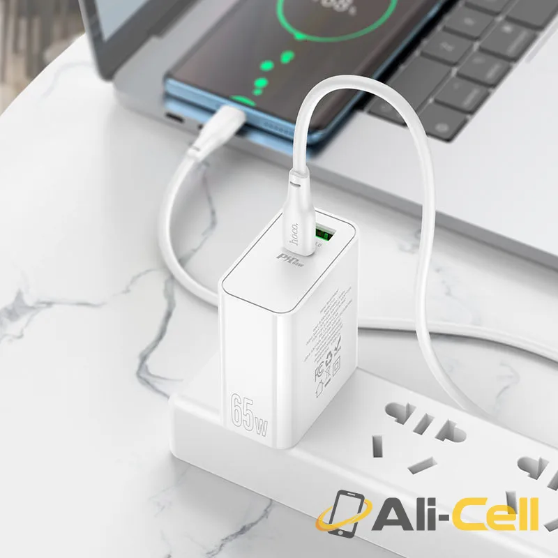 Wall charger “C113 Awesome” PD65W + QC3.0 US cable set (C113 Set Tc Tc White, Set With Type C To Type C Cable) — 8