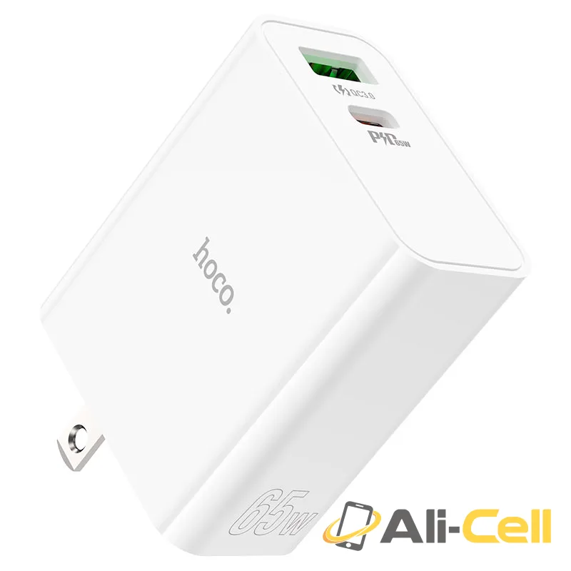 Wall charger “C113 Awesome” PD65W + QC3.0 US cable set (C113 White, Single) — 2
