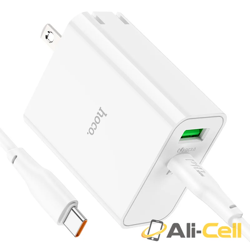 Wall charger “C113 Awesome” PD65W + QC3.0 US cable set (C113 White, Single) — 3