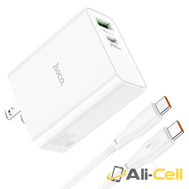Wall charger “C113 Awesome” PD65W + QC3.0 US cable set (C113 White, Single) — 6