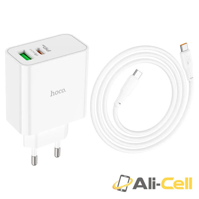 Wall charger “C113A Awesome” PD65W + QC3.0 EU cable set (C113a Set Tc Tc White, Set With Type C To Type C Cable) — 5