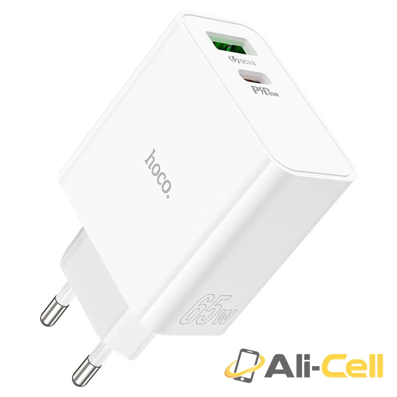 Wall charger “C113A Awesome” PD65W + QC3.0 EU cable set (C113a White, Single) — 2