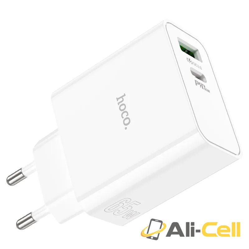 Wall charger “C113A Awesome” PD65W + QC3.0 EU cable set (C113a White, Single) — 4
