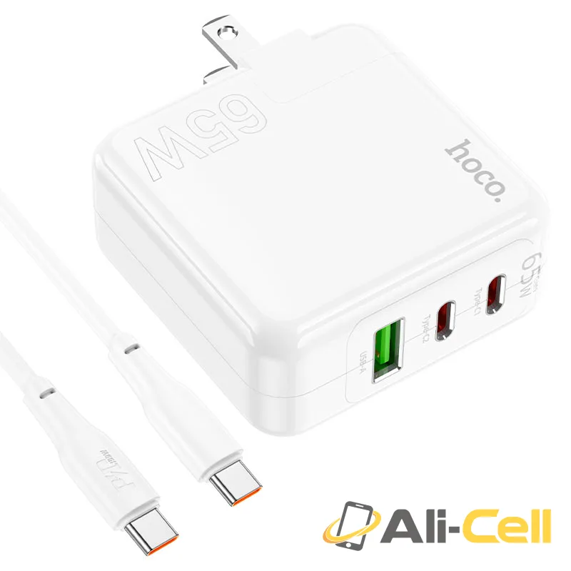 Wall charger “C115 Header” PD65W + QC3.0 US cable set (C115 White, Single) — 4