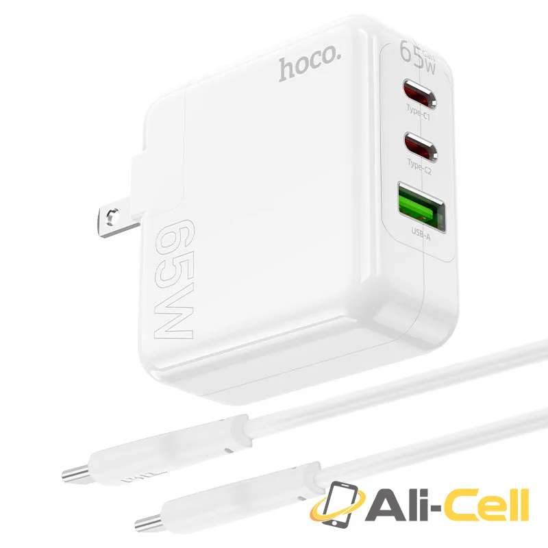 Wall charger “C115 Header” PD65W + QC3.0 US cable set (C115 White, Single) — 6