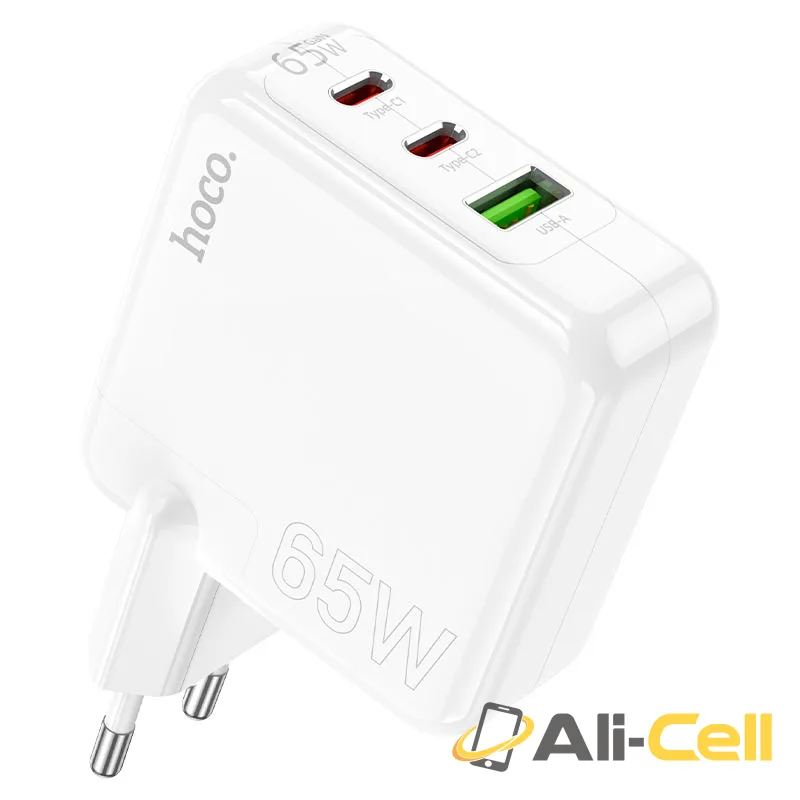 Wall charger “C115A Header” PD65W + QC3.0 EU cable set (C115a White, Single) — 2