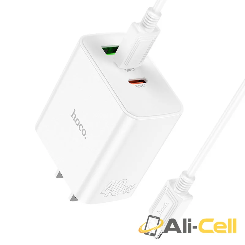 Wall charger “C126 Pure power” 40W PD20W + QC3.0 US cable set (C126 Set Tc Tc White, Set With Type C To Type C Cable) — 6