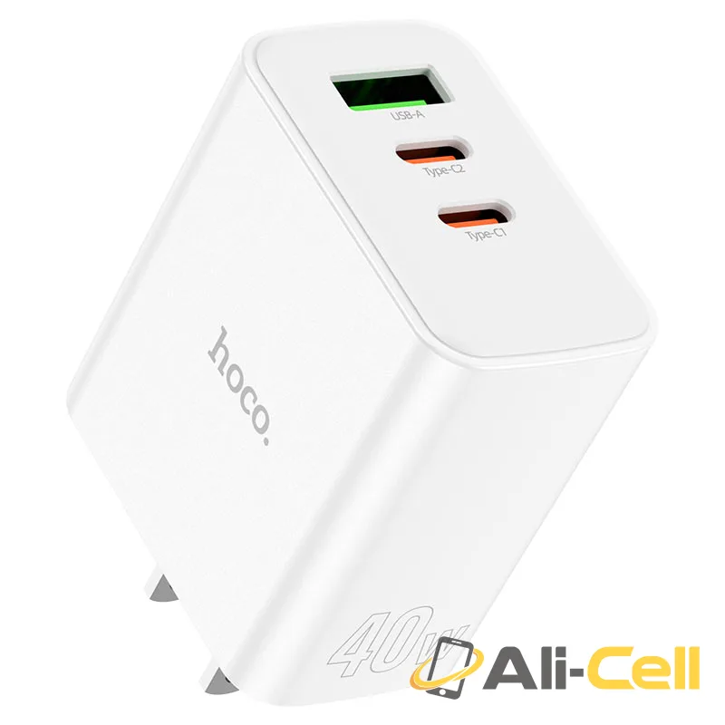 Wall charger “C126 Pure power” 40W PD20W + QC3.0 US cable set (C126 White, Single) — 2