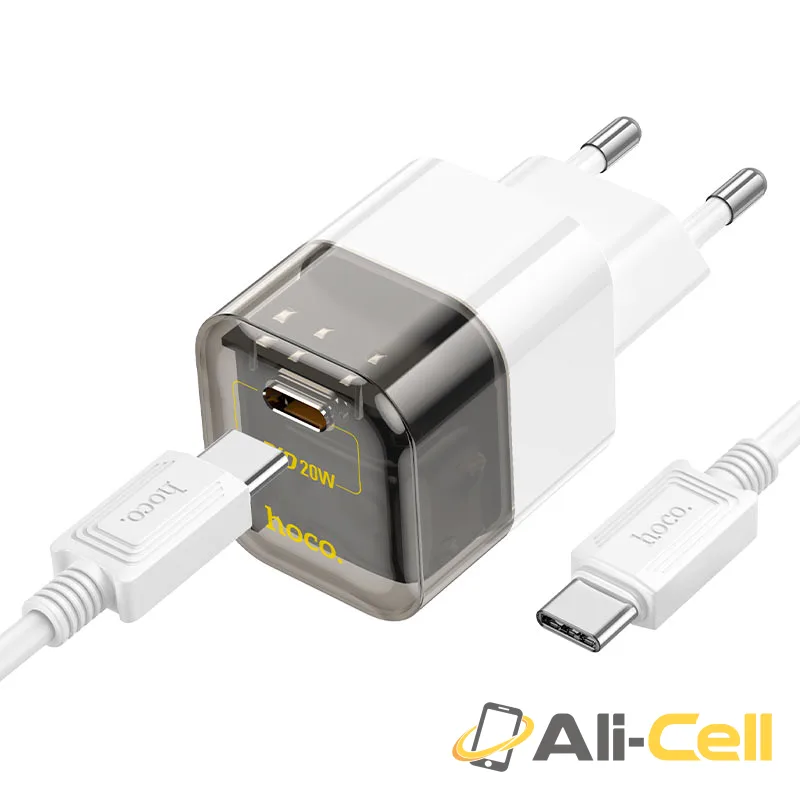 Wall charger “C125A Transparent tribute” PD20W EU cable set (C125a Set Tc Tc Transparent Black, Set With Type C To Type C Cable)