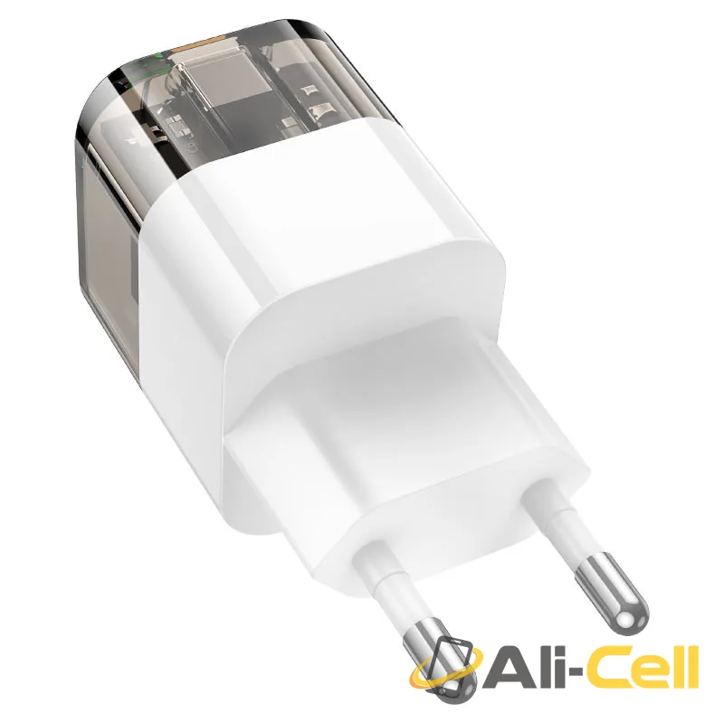 Wall charger “C131A Platinum” PD30W + QC3.0 EU cable set (C131a Set Tc Tc Transparent Blue, Set With Type C To Type C Cable) — 4