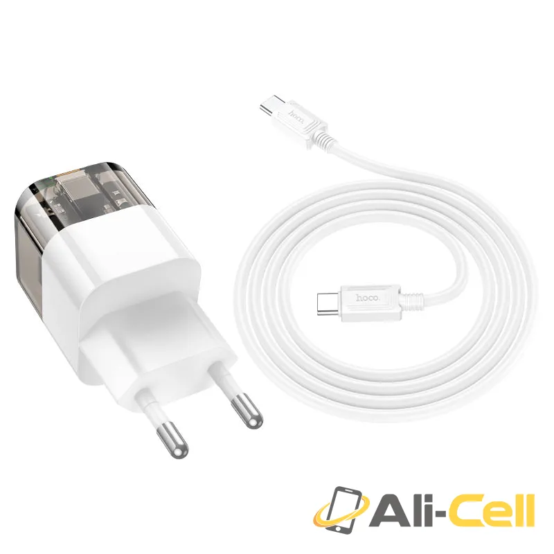 Wall charger “C131A Platinum” PD30W + QC3.0 EU cable set (C131a Transparent Blue, Single) — 6