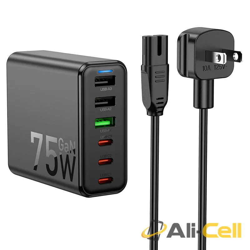 Charging station “C133 Earl” 75W PD45W + QC3.0 US (C133 Black)