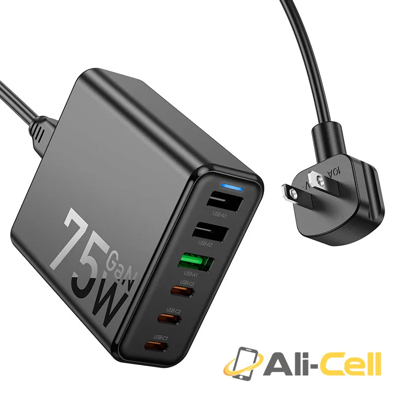 Charging station “C133 Earl” 75W PD45W + QC3.0 US (C133 Black) — 3