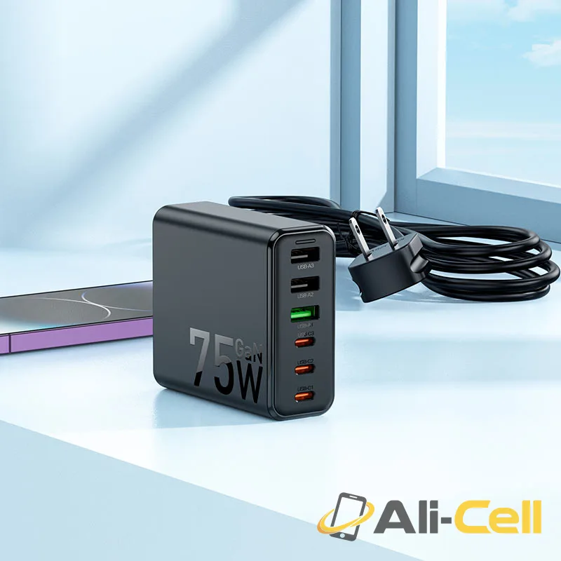 Charging station “C133 Earl” 75W PD45W + QC3.0 US (C133 Black) — 8