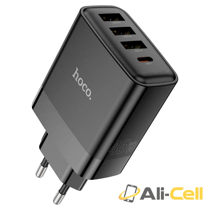 Wall charger “C127A Intelligent” PD45W EU cable set (C127a Set Tc Tc Black, Set With Type C To Type C Cable) — 2