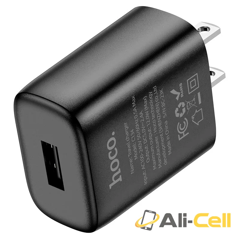 Wall charger “C134 Solid” US cable set (C134 Black, Single)