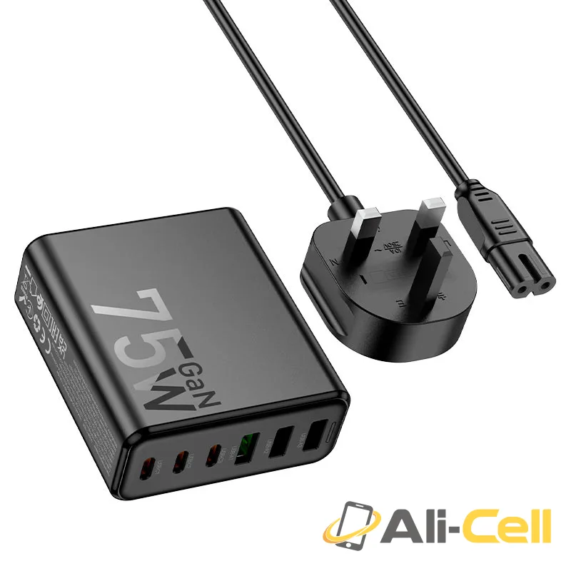 Charging station “C133B Earl” 75W PD45W + QC3.0 UK (C133b Black) — 4