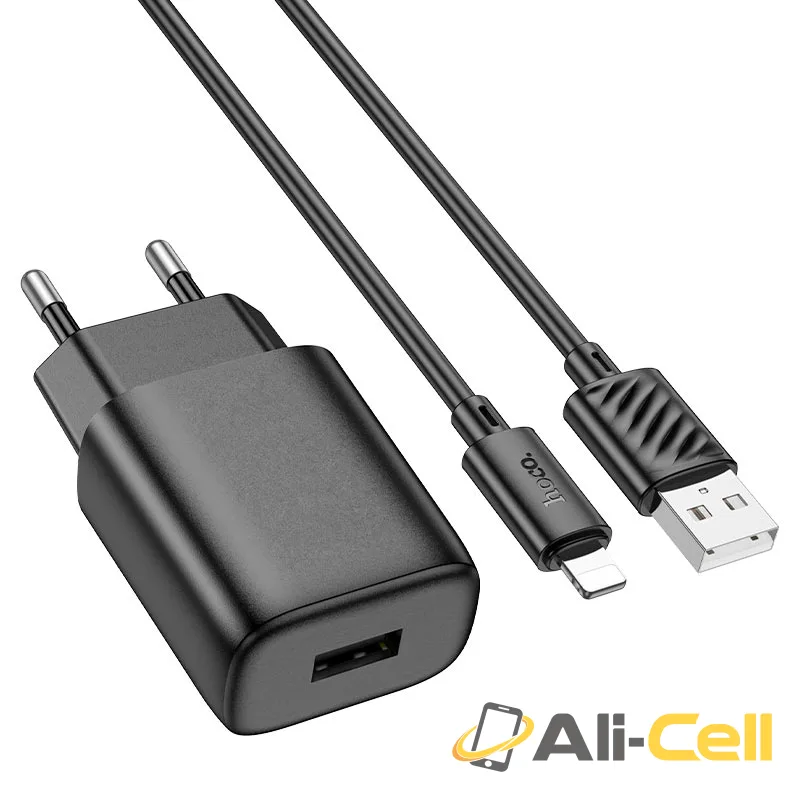 Wall charger “C134A Solid” EU cable set (C134a Set Usb Ltn Black, Set With Lightning Cable) — 6