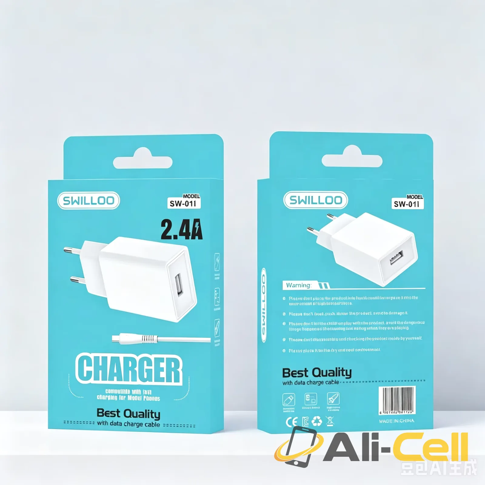 EU Plug Fast Charging USB Charger 2.4A 10W + i7 Cable