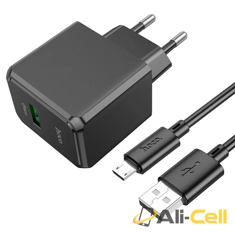 Wall charger “CS12A Ocean” QC3.0 EU cable set (Cs12a Set Usb Musb Black, Set With Micro Usb Cable)