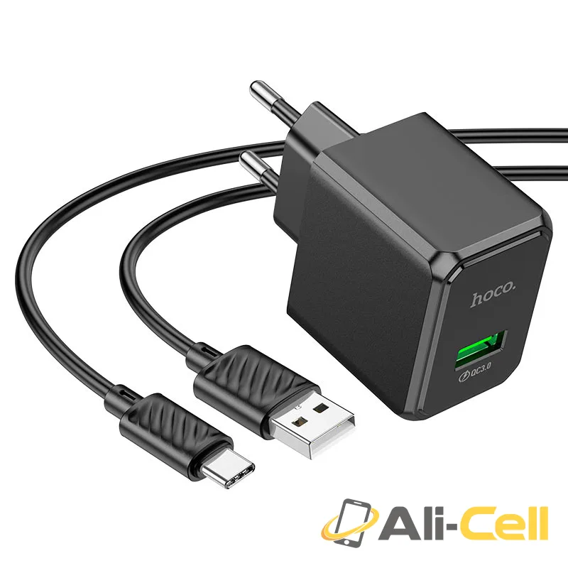 Wall charger “CS12A Ocean” QC3.0 EU cable set (Cs12a Set Usb Musb Black, Set With Micro Usb Cable) — 3