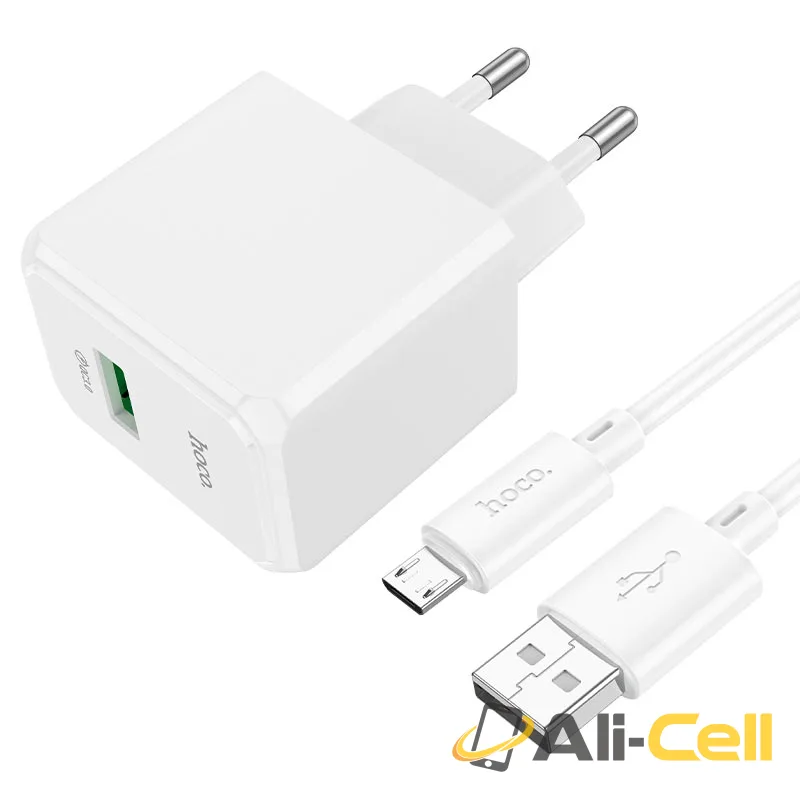 Wall charger “CS12A Ocean” QC3.0 EU cable set (Cs12a Set Usb Musb White, Set With Micro Usb Cable)