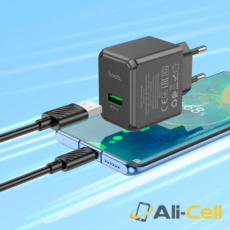 Wall charger “CS12A Ocean” QC3.0 EU cable set (Cs12a Black, Single) — 8
