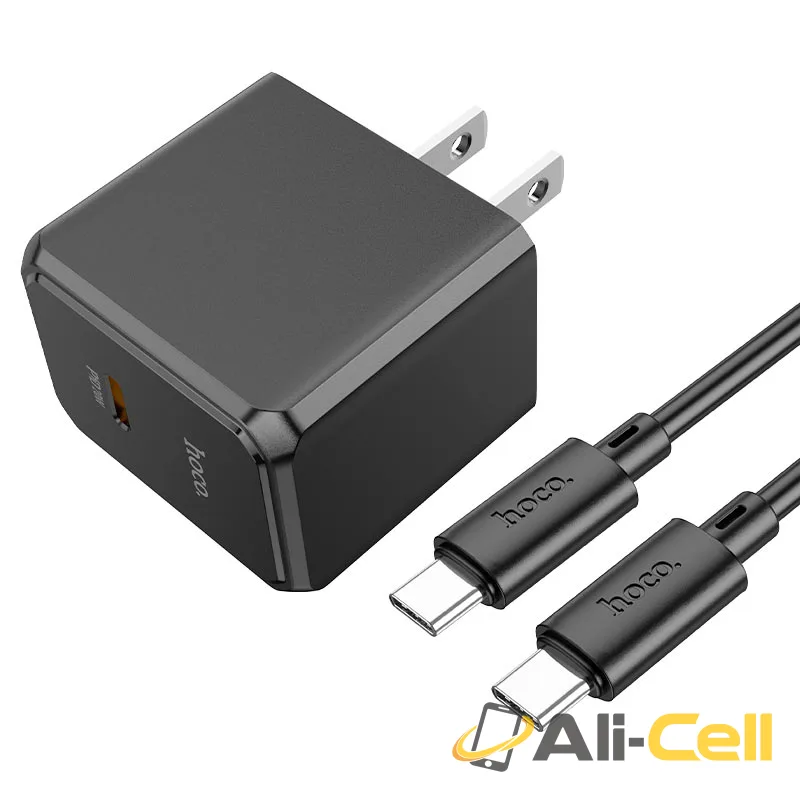 Wall charger “CS13 Ocean” PD20W US cable set (Cs13 Set Tc Tc Black, Set With Type C To Type C Cable)