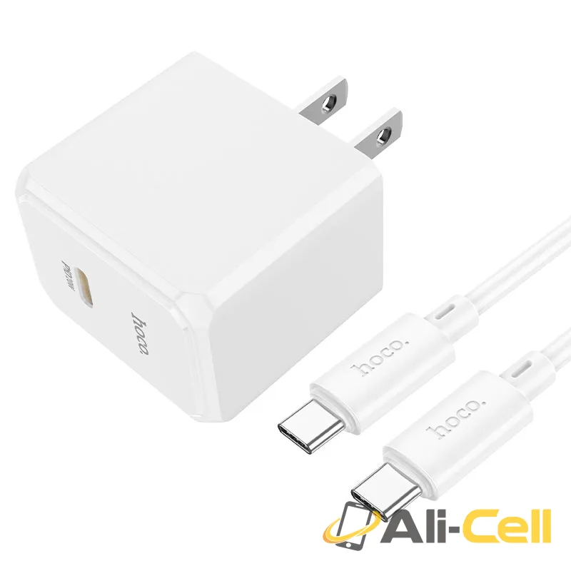 Wall charger “CS13 Ocean” PD20W US cable set (Cs13 Set Tc Tc White, Set With Type C To Type C Cable)