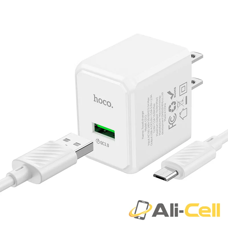 Wall charger “CS12 Ocean” QC3.0 US cable set (Cs12 Set Usb Tc Black, Set With Type C Cable) — 5