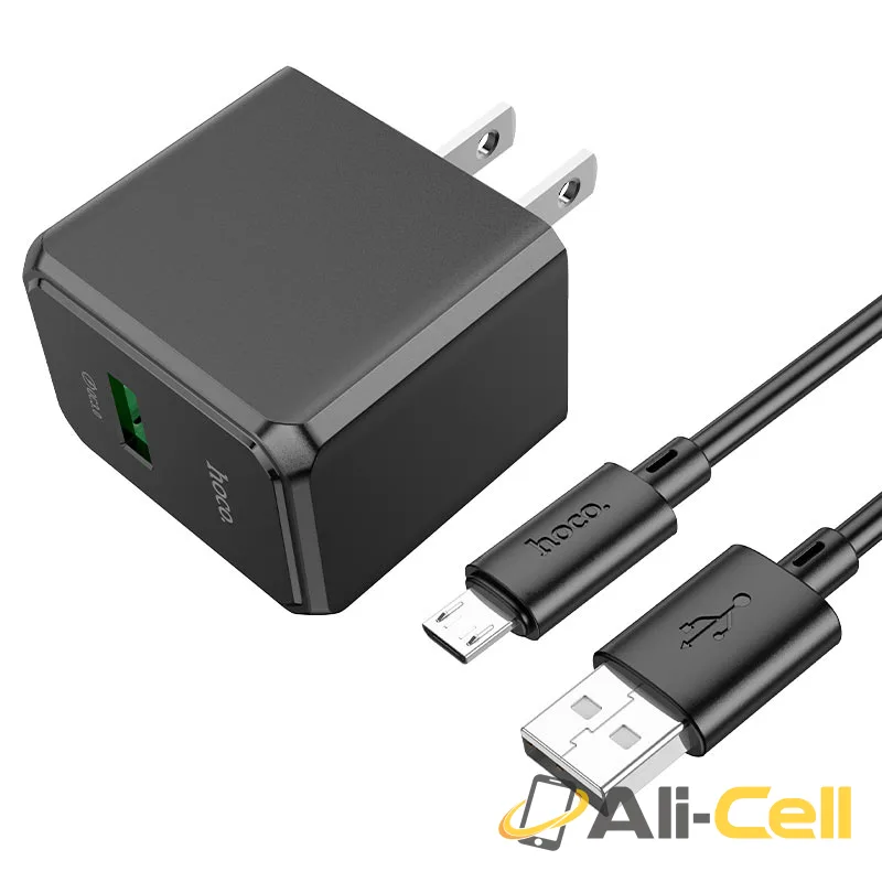 Wall charger “CS12 Ocean” QC3.0 US cable set (Cs12 Set Usb Musb Black, Set With Micro Usb Cable)